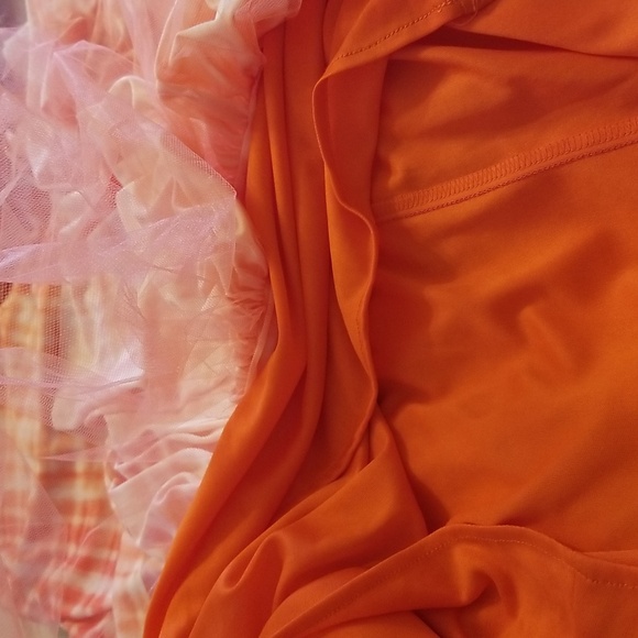 Anthropologie Eva Franco Flounced Orange Pink White Midi Skirt - Picture 14 of 14